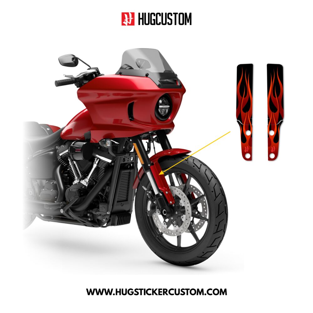 HUGSHIELD Front Fork Cover for Cruiser (FXLRST) 2015-2025 - 'Flame' Design