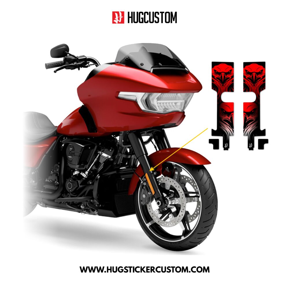 HUGSHIELD Front Fork Cover for Touring RG (FLTRXST) 2015-2025 - 'Eagle' Design