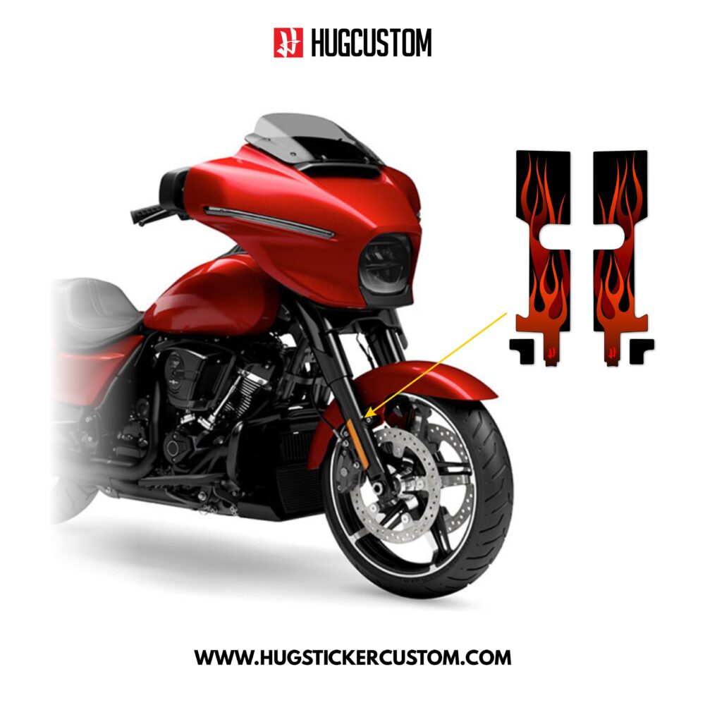 HUGSHIELD Front Fork Cover for Touring SG (FLHXST) 2015-2025 - 'Flame' Design